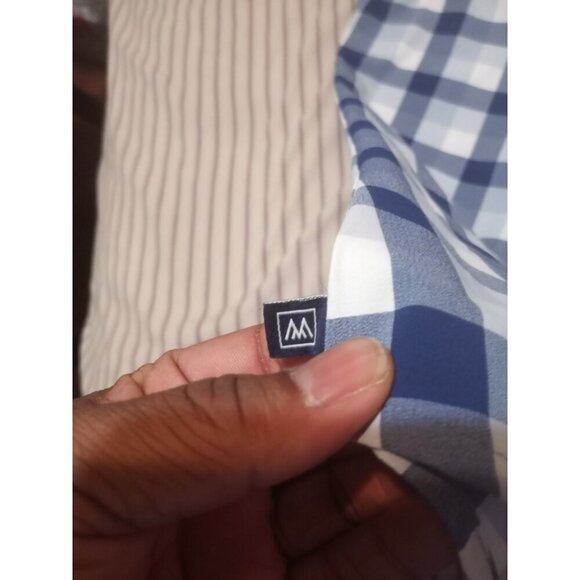 Mizzen Main Shirt Mens 2XL XXL Blue White Check Performance Menswear Trim Fit - Picture 9 of 11